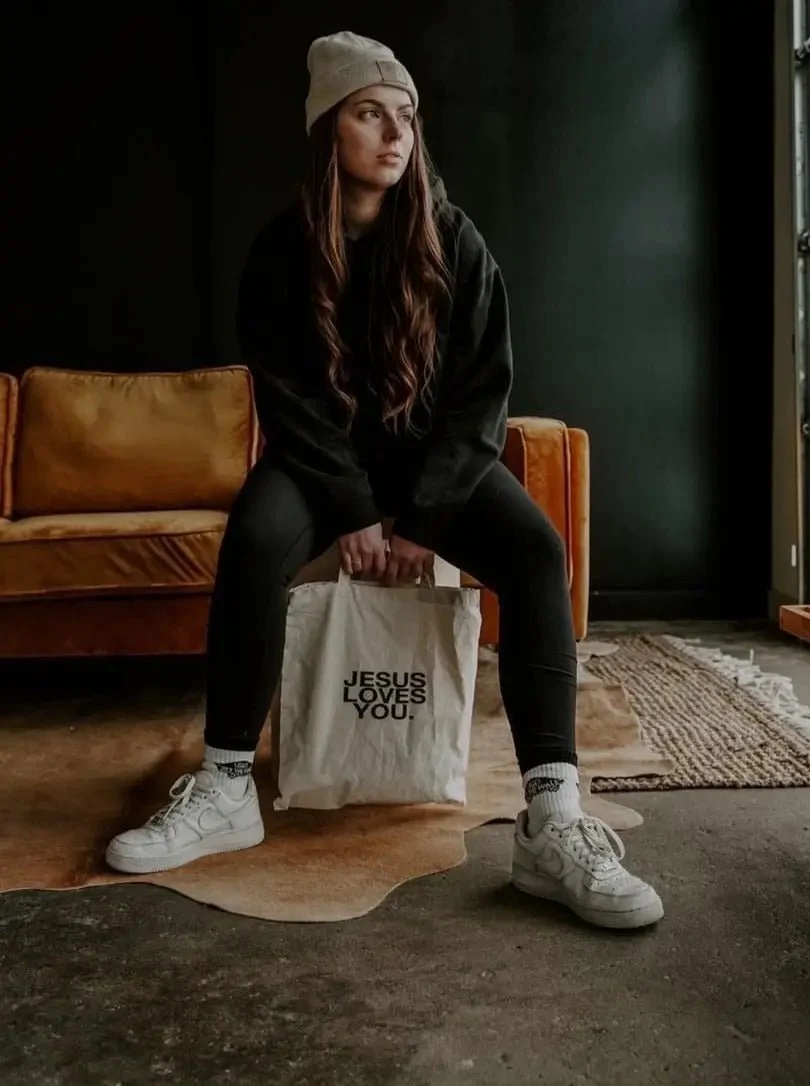 Jesus Loves You Premium Canvas Tote Bag - Image 3